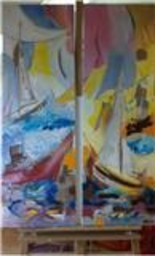 Peinture intitulée "Fenêtre sur l'italie" par Nanou, Œuvre d'art originale, Huile