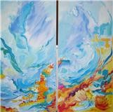 Peinture intitulée "Fond Marin" par Nanou, Œuvre d'art originale, Huile
