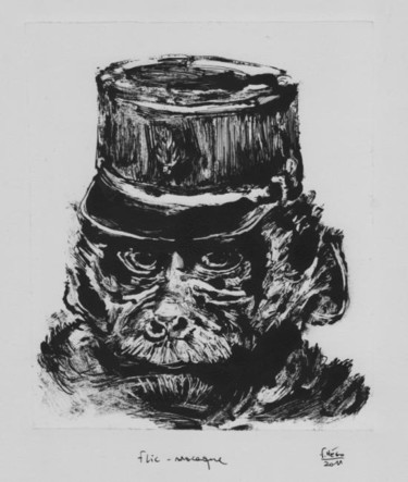 Artisanat intitulée "Flic -macaque." par Frhégo, Œuvre d'art originale