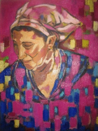 Painting titled "Femme kabyle" by Rahmouna Boudjellal, Original Artwork