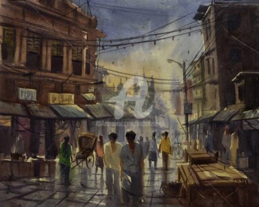 Painting titled "Kolkatta" by Kishore Singh, Original Artwork, Oil