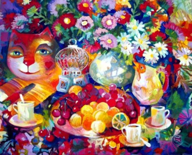 Painting titled "Nature morte avec c…" by Oxana Zaika, Original Artwork, Oil