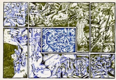 Dibujo titulada "A l'ombre des héros." por Jean-Bernard Fenouillas, Obra de arte original