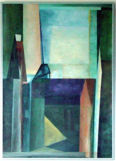 Malerei mit dem Titel "Kirche nach Feiniger" von Dorothee Fenske, Original-Kunstwerk