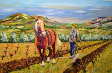 Schilderij getiteld "LE LABOUREUR DANS L…" door Litalien, Origineel Kunstwerk, Olie