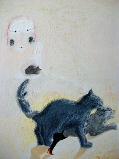 Pittura intitolato "Grime et chat qui m…" da Pampouille, Opera d'arte originale, Altro
