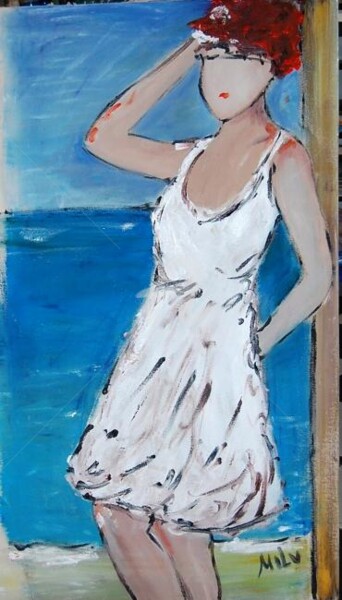 Pintura intitulada "vestido branco" por Milu Petersen, Obras de arte originais