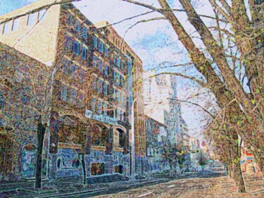 Street in Dnypropetrovsk Digital Arts titled "Street in Dnypropet…" by Viktor Kovbunov, Original Artwork, Digital Painting