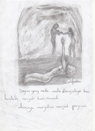 Drawing titled "karya tanpa batas" by Alfadito Dito, Original Artwork