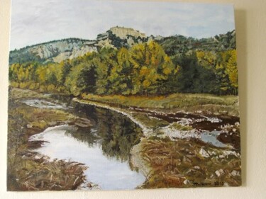 Peinture intitulée "La Têt en automne" par Jeanne-Marie Delbarre, Œuvre d'art originale, Huile