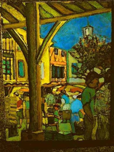 Peinture intitulée "le marché de Mirepo…" par Grégoire Koboyan (Cricorps), Œuvre d'art originale, Huile