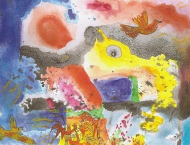 「Les oiseaux du drag…」というタイトルの描画 Jean-Philippe Degraeveによって, オリジナルのアートワーク, 水彩画