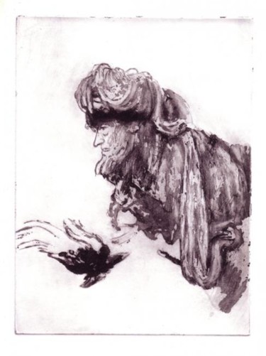 Gravure d une copie d un portrait d homme par Rembrandt sur cuivre 6eme tirage Printmaking titled "Gravure d une copie…" by Daniel Lutaud, Original Artwork