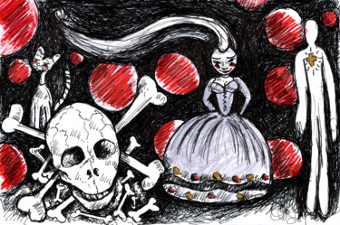 Dessin intitulée "Ghost Rdv" par Karine Garelli (Reds Robin), Œuvre d'art originale, Marqueur