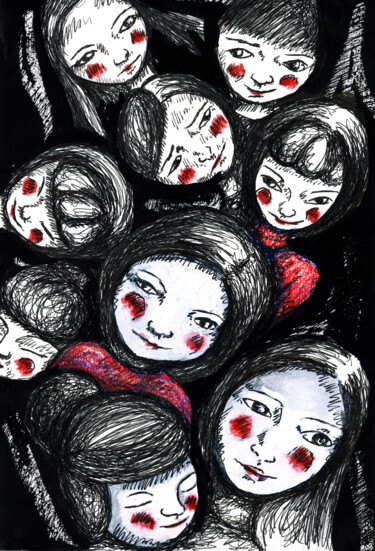 Dessin intitulée "Train Fantôme" par Karine Garelli (Reds Robin), Œuvre d'art originale, Autre