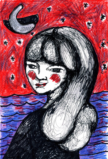 Le dos tourné Dessin intitulée "Le dos tourné" par Karine Garelli (Reds Robin), Œuvre d'art originale, Autre