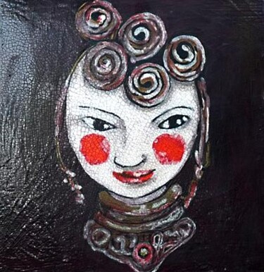 Peinture intitulée "Mademoiselle" par Karine Garelli (Reds Robin), Œuvre d'art originale