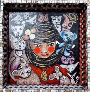 Peinture intitulée "Une fille" par Karine Garelli (Reds Robin), Œuvre d'art originale, Acrylique