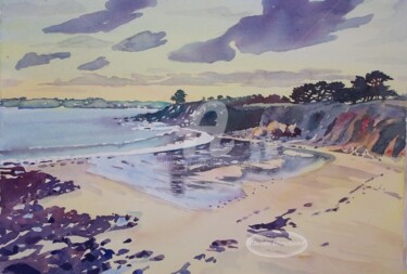 La plage de Porsmilin Peinture intitulée "La plage de Porsmil…" par Claude Marchalot, Œuvre d'art originale, Aquarelle