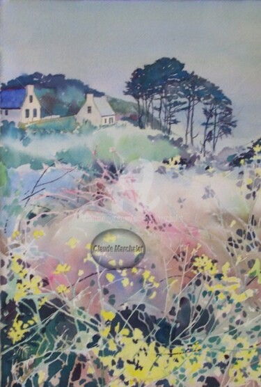 Peinture intitulée "Bord de mer vers Po…" par Claude Marchalot, Œuvre d'art originale, Aquarelle