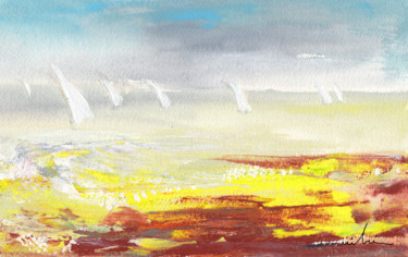 Painting titled "Yachts on the Itali…" by Miki De Goodaboom, Original Artwork, Gouache
