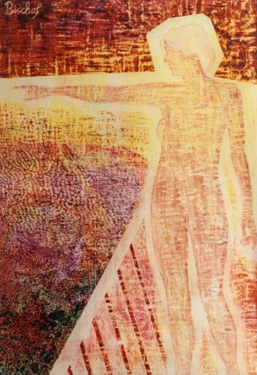 Hinweis Malerei mit dem Titel "Hinweis" von Helmut Bischof, Original-Kunstwerk, Wachs