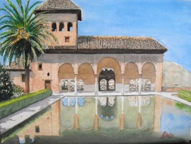 Peinture intitulée "la alhambra granada" par Paco Cabrera, Œuvre d'art originale