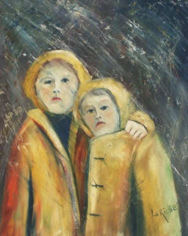 Peinture intitulée "jour de pluie" par Leriche, Œuvre d'art originale, Huile