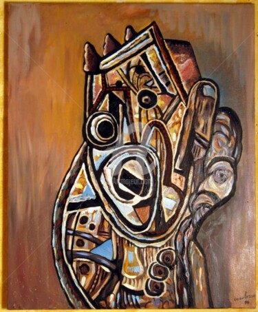 Peinture intitulée "Visage tourmenté" par Armand Pascal Aniambossou, Œuvre d'art originale