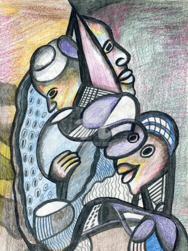 Dessin intitulée "La famille unie" par Armand Pascal Aniambossou, Œuvre d'art originale