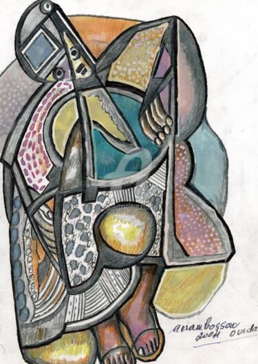 Dessin intitulée "Le griot" par Armand Pascal Aniambossou, Œuvre d'art originale