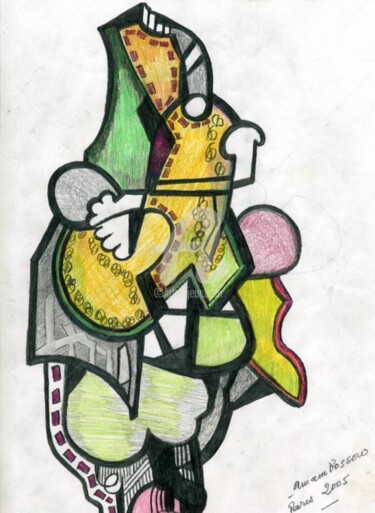 Dessin intitulée "Fomme forcubiste" par Armand Pascal Aniambossou, Œuvre d'art originale