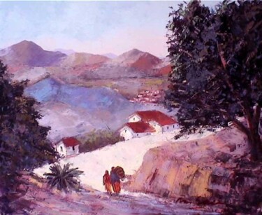 Peinture intitulée "Ighil-Ali -Kabylie" par M'Hamed Saci, Œuvre d'art originale