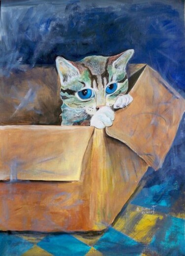 Peinture intitulée "Gribouille dans son…" par Elisabeth Renard (B.Dumont Renard), Œuvre d'art originale, Huile