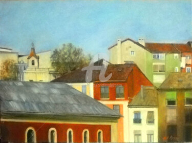 Plaza de los Burgos Pintura titulada "Plaza de los Burgos" por Cristina Del Rosso, Obra de arte original, Oleo