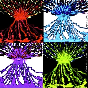 Artes digitais intitulada "Vulcões em erupção" por Silviane Moon, Obras de arte originais, Pintura digital