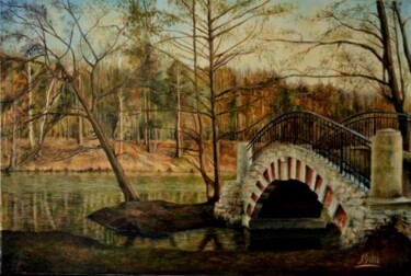 Painting titled "Spring in the park" by Alex Gebel, Original Artwork, Oil