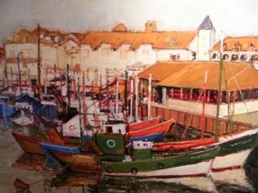 Peinture intitulée ""St jean de Luz "" par Alex Tomaszyk, Œuvre d'art originale