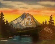 Peinture intitulée "Hütte am See" par Werner Stropnik, Œuvre d'art originale, Huile