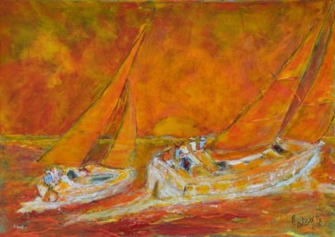 Peinture intitulée "Voiliers" par Rosedingue, Œuvre d'art originale
