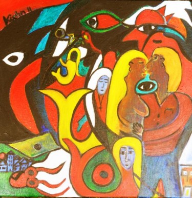 Painting titled "The Kiss" by Georg Kiehn, Original Artwork