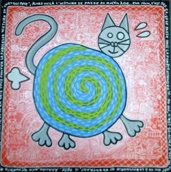 Peinture intitulée "chatflatul" par Damien Deltour, Œuvre d'art originale