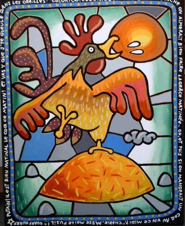Peinture intitulée "cocorico" par Damien Deltour, Œuvre d'art originale