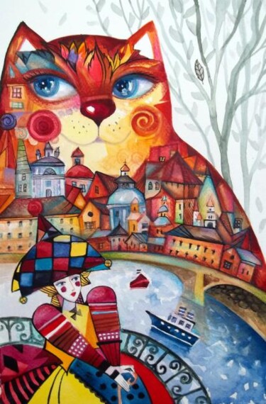 Peinture intitulée "Arlequin les pieds…" par Oxana Zaika, Œuvre d'art originale, Huile