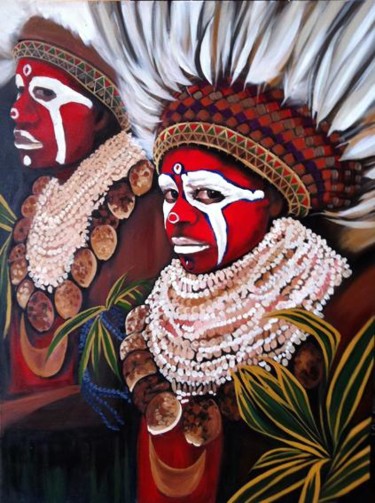 Painting titled "PNG Meri's" by Penelope Casey, Original Artwork, Oil