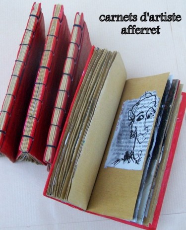 Sculpture intitulée "petits carnets roug…" par Anne-Frédérique Ferret, Œuvre d'art originale