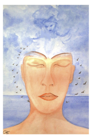 Un ange dans mes pensées 绘画 标题为“Un ange dans mes pe…” 由Cathart, 原创艺术品, 水彩