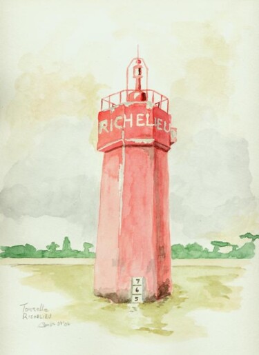 Peinture intitulée "0604 Tourelle Riche…" par Aquarelles-Alain, Œuvre d'art originale, Aquarelle