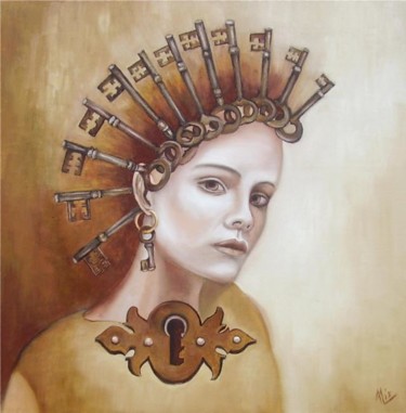 Peinture intitulée "The closed door" par Alix, Œuvre d'art originale, Huile