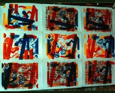 Peinture intitulée "Montage" par Claude Langevin (Cloud Rabbit), Œuvre d'art originale, Huile